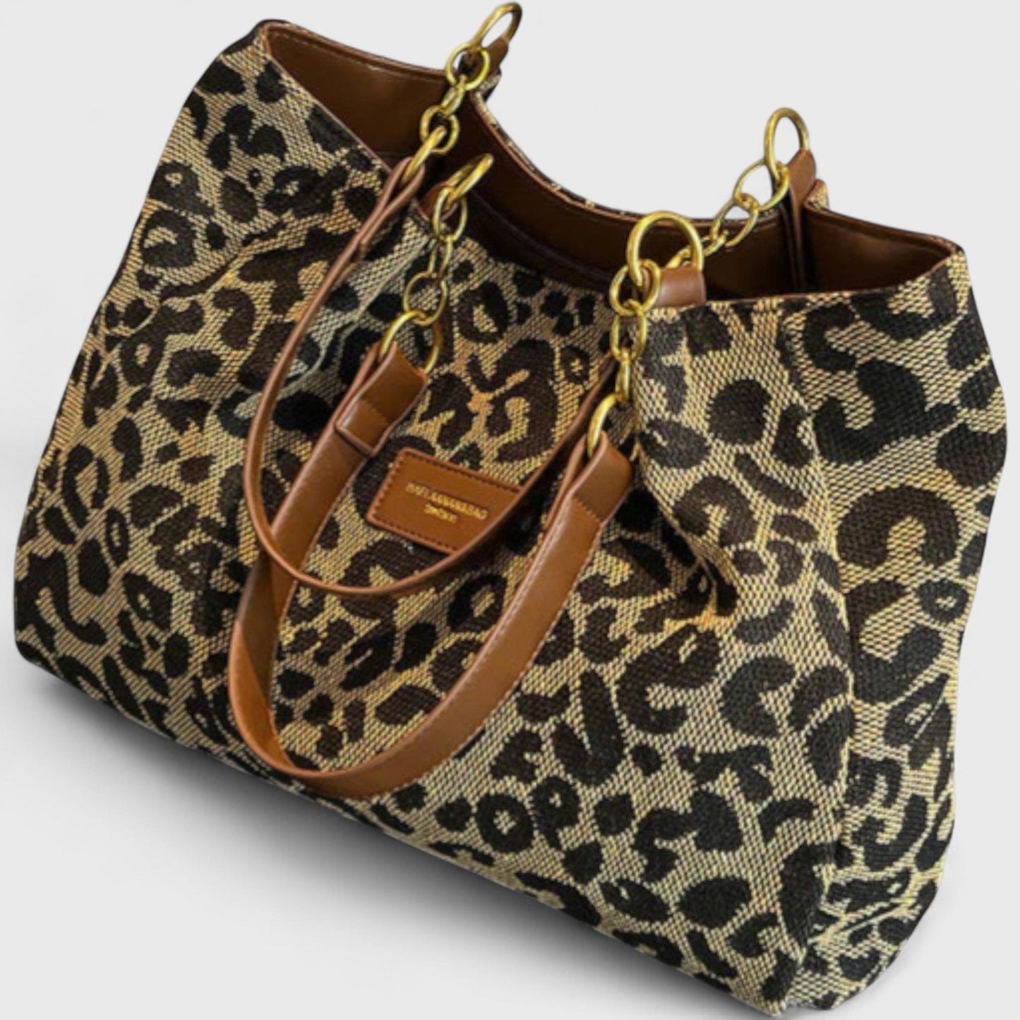 Cleopatra™ | Bolsa de Compras Elegante de Lona con Estampado de Leopardo