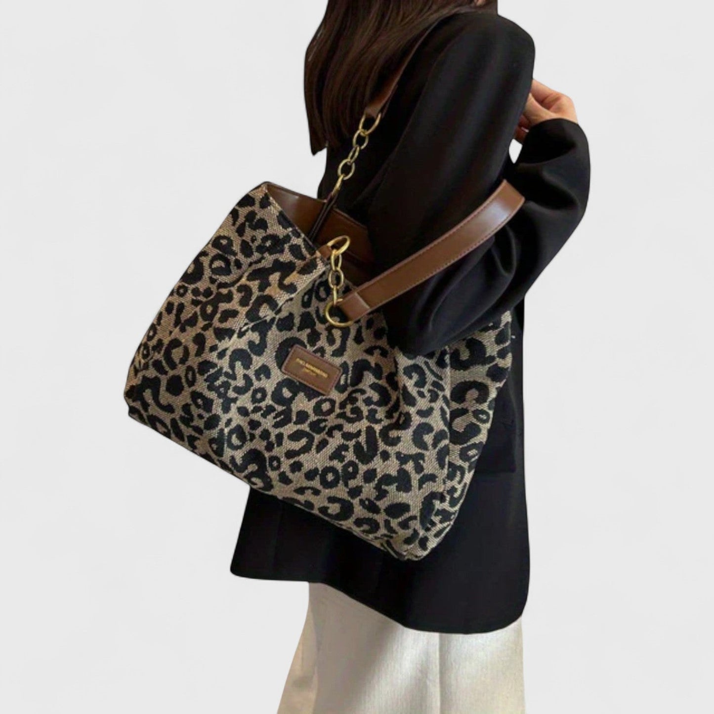Naria™ | Bolsa de Compras Elegante de Lona de Leopardo