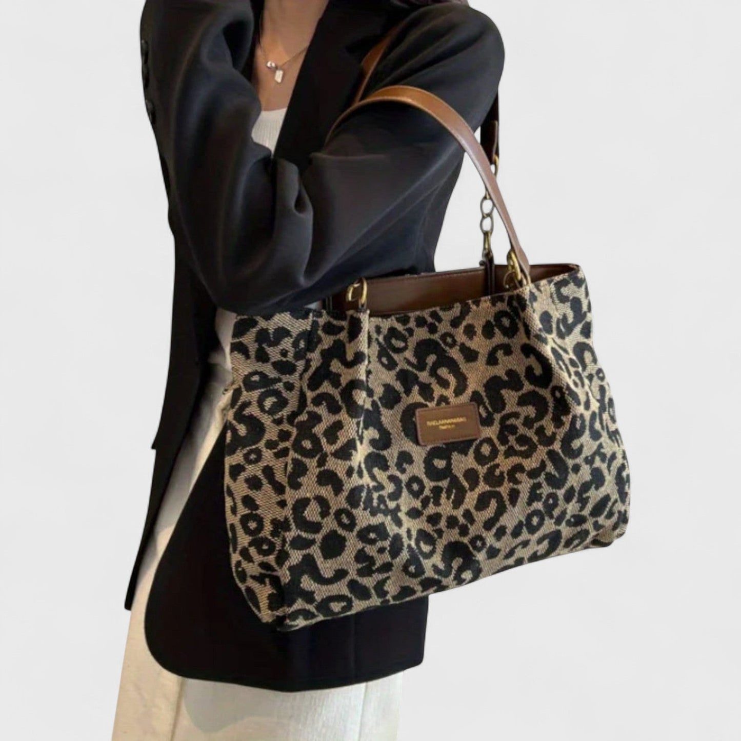 Naria™ | Bolsa de Compras Elegante de Lona de Leopardo