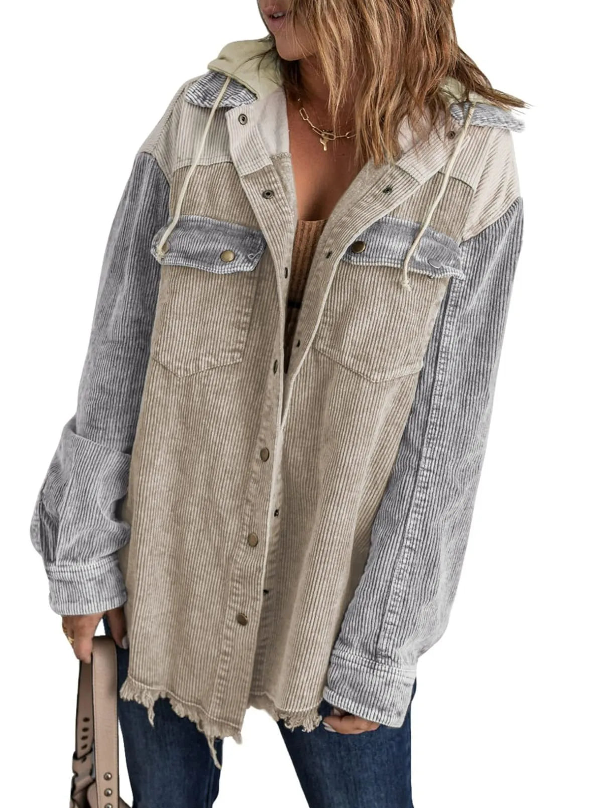 Pomi™ | Chaqueta de Terciopelo Acanalado Tricolor