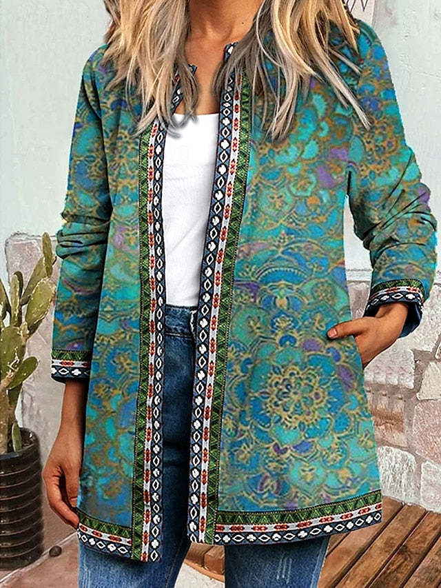 Livia™ | Chaqueta Vintage Casual Impresa Floral