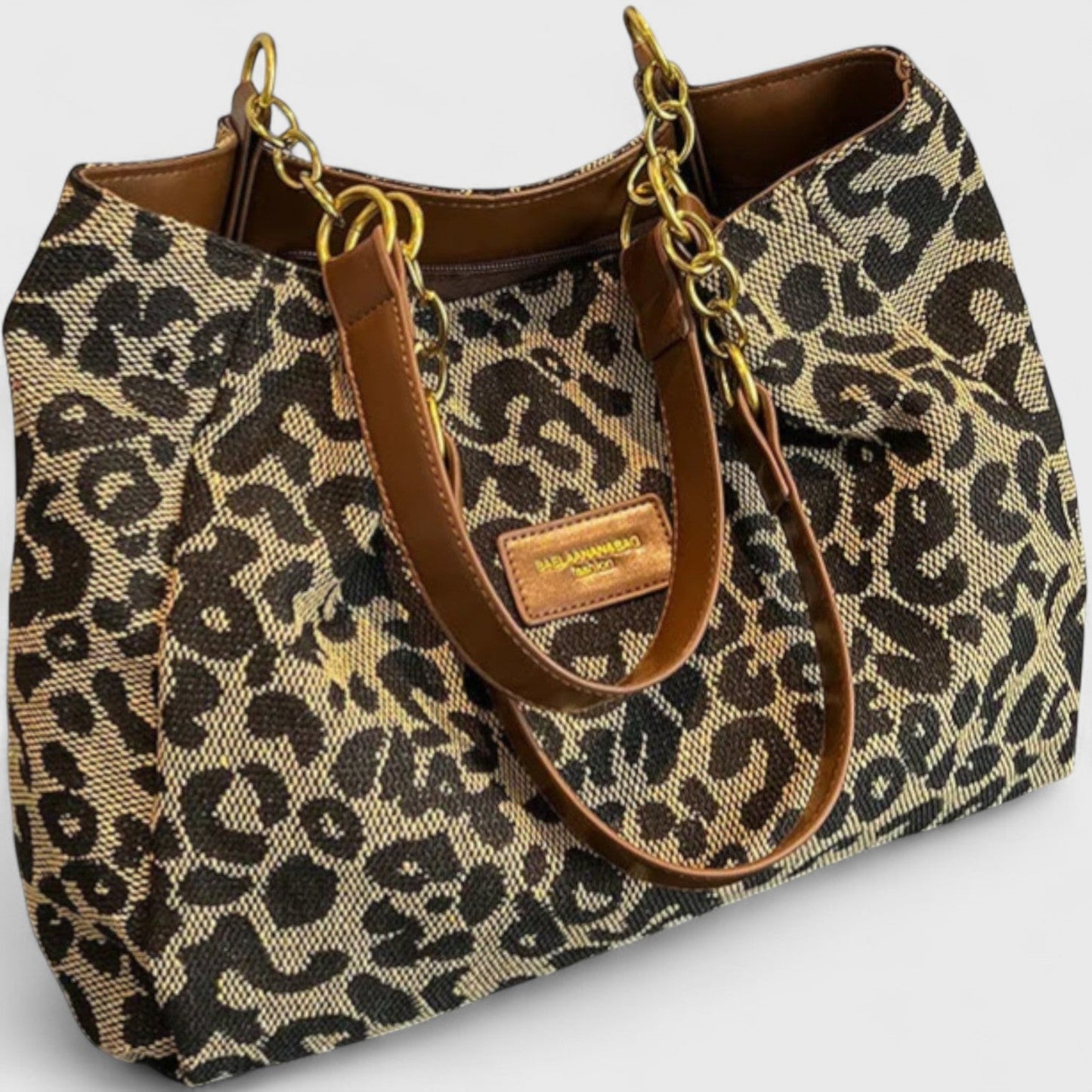 Cleopatra™ | Bolsa de Compras Elegante de Lona con Estampado de Leopardo