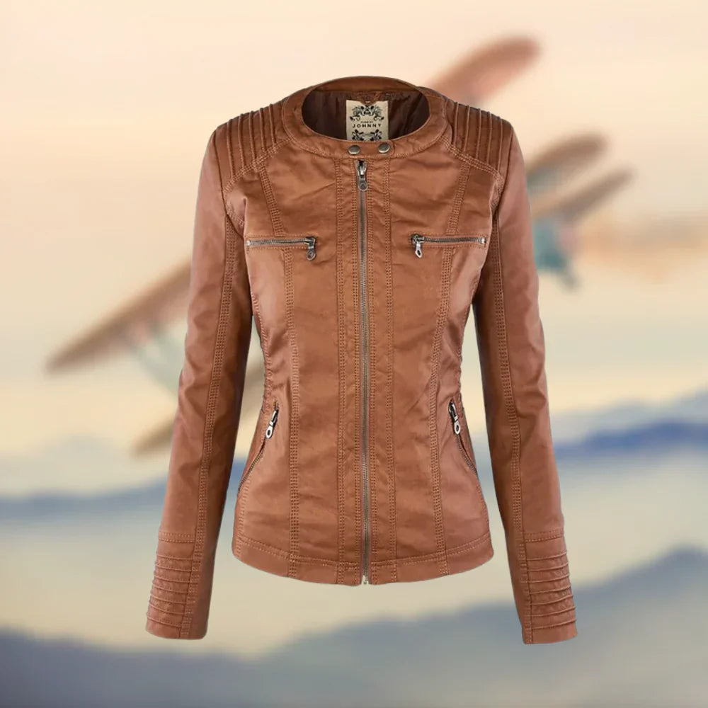 Ramia™ | Chaqueta de Cuero con Capucha