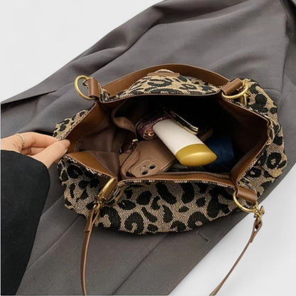Cleopatra™ | Bolsa de Compras Elegante de Lona con Estampado de Leopardo