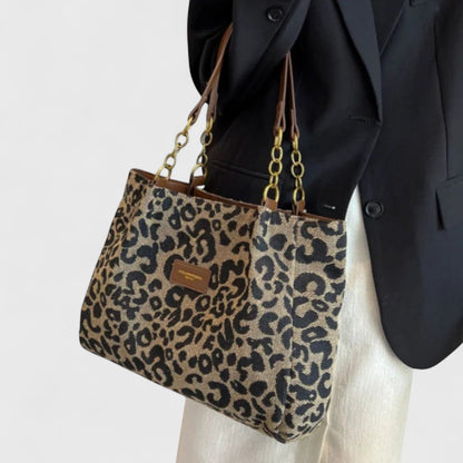 Cleopatra™ | Bolsa de Compras Elegante de Lona con Estampado de Leopardo