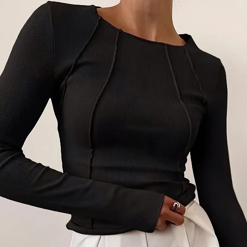 Aisola - Blusa Acanalada Ajustada Estilosa