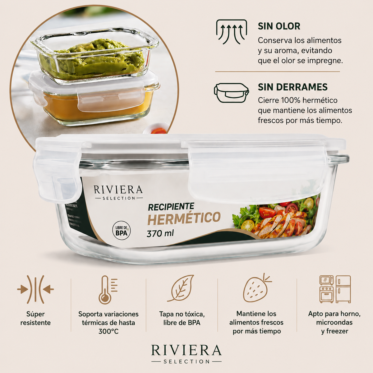 [20 PIEZAS] Juego de Recipientes Herméticos de Vidrio de 370 ml + Set de silicona gratis