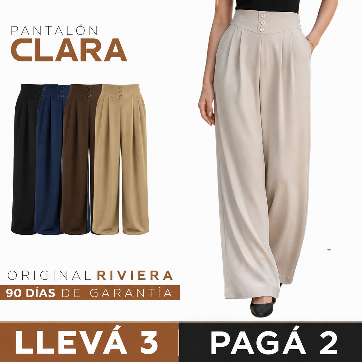 [COMPRÁ 2 Y LLEVÁ 3] Pantalón de Mujer en Seda Fría con Elastano + Neceser organizador de Regalo