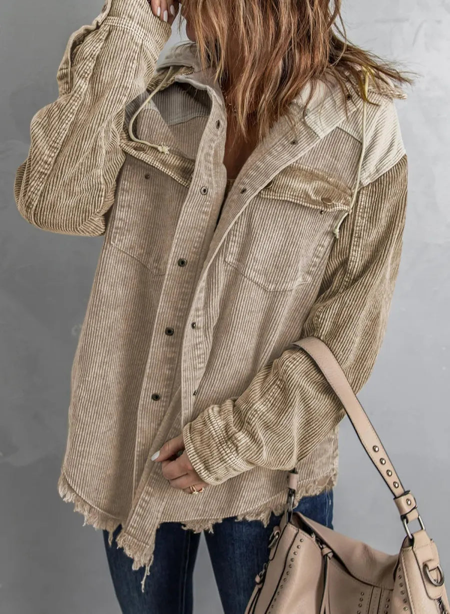 Pomi™ | Chaqueta de Terciopelo Acanalado Tricolor