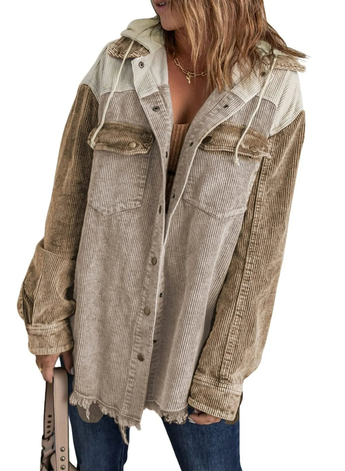 Pomi™ | Chaqueta de Terciopelo Acanalado Tricolor