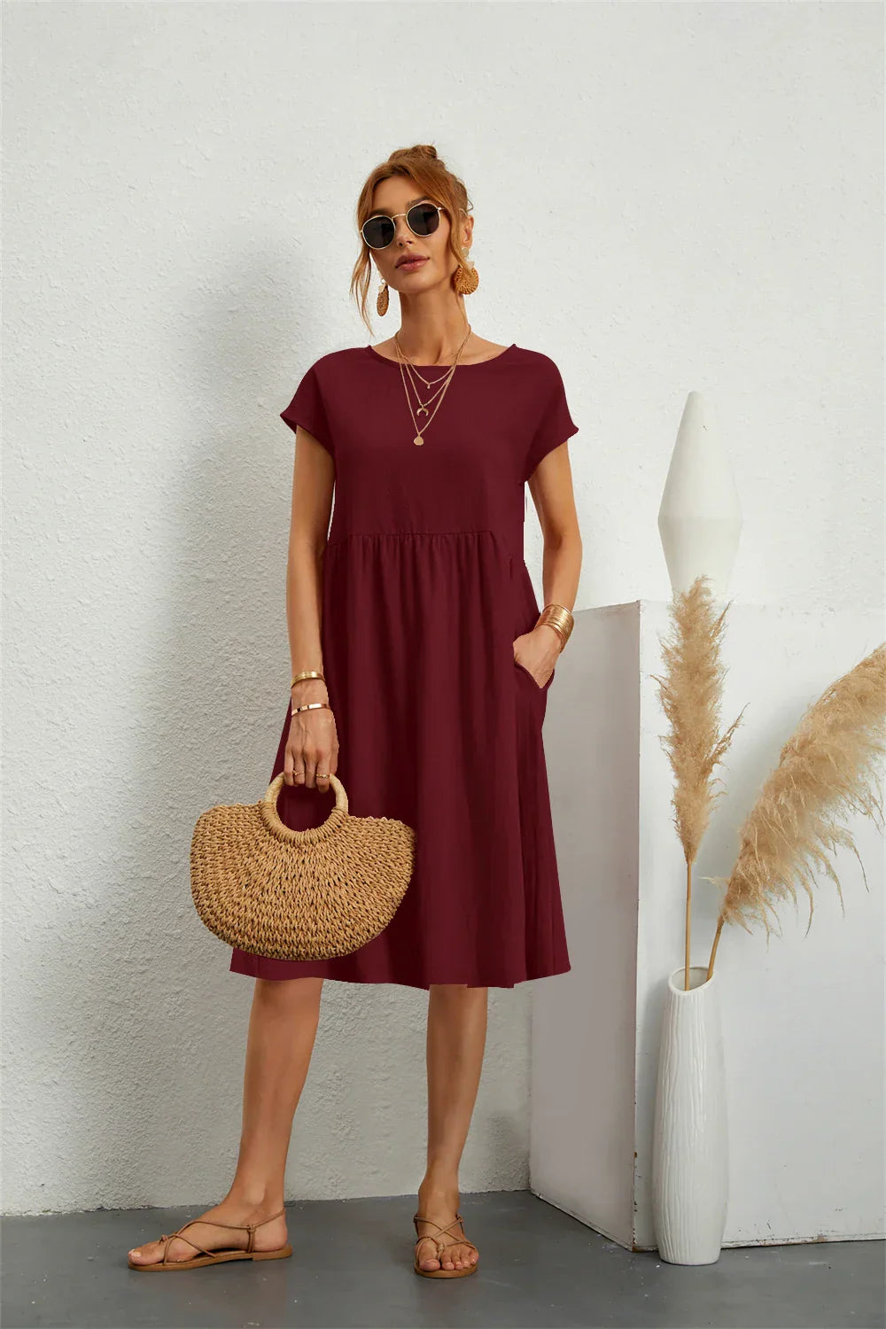 Sage – Vestido informal de bolsillo