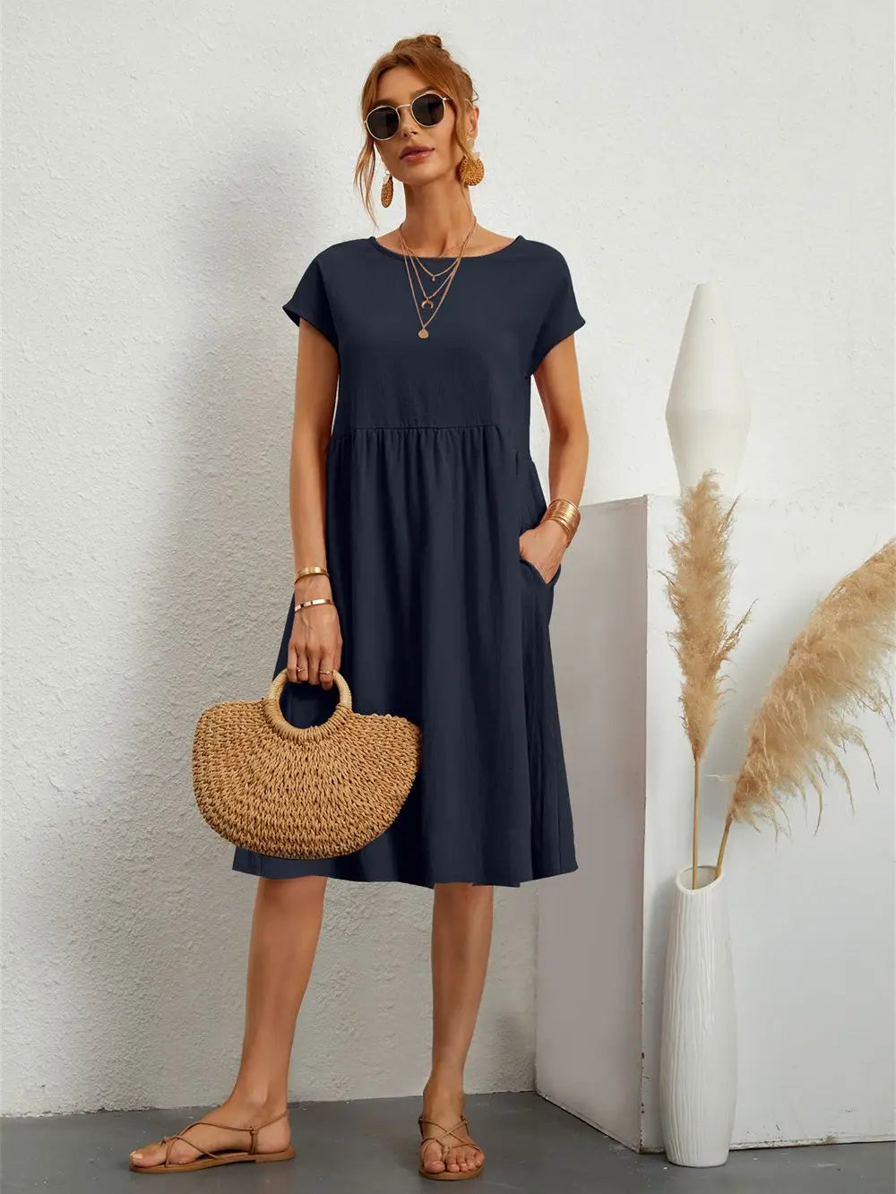 Sage – Vestido informal de bolsillo