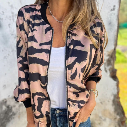 Zelda™ | Chaqueta Bomber con Cremallera y Estampado de Cebra