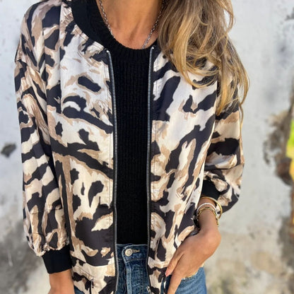 Zelda™ | Chaqueta Bomber con Cremallera y Estampado de Cebra